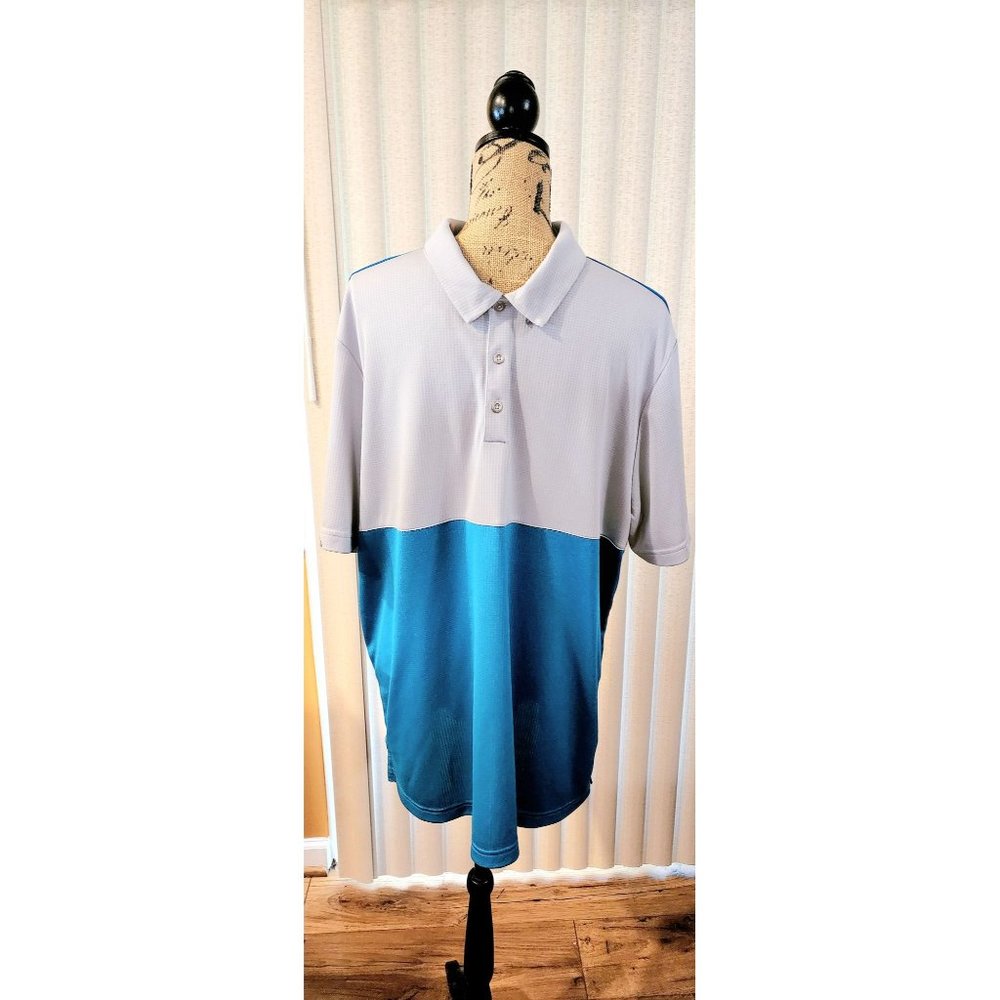 Adidas Men's XL Clima Chill Golf Shirt, Gray Blue Colorblock